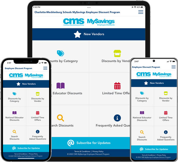 CMS Employee Discount Program Mobile App Screenshots